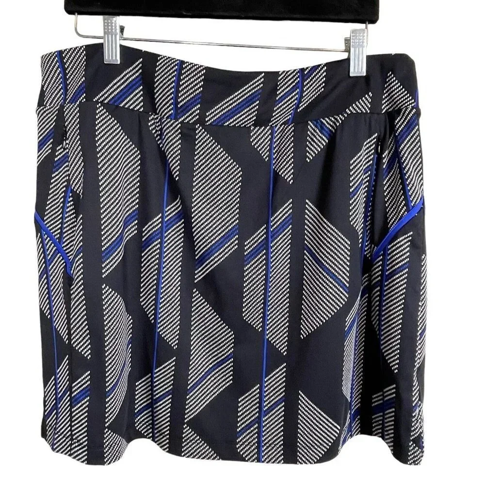 Tail Skort Jersey Black Blue White Geometric Zip Pockets Skirt‎ Size L